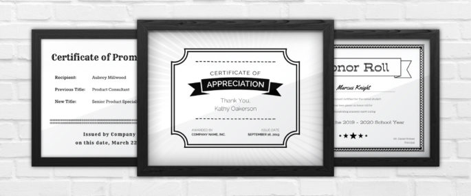 Black and White Certificate Templates - Award Hut